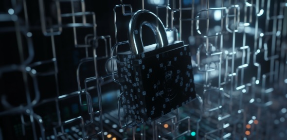 Padlock inside a digital network, representing cybersecurity incident response