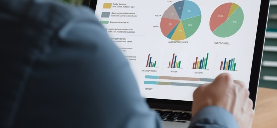 Person reviewing charts and incident data on a laptop